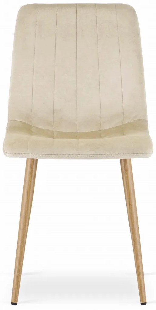 Étkezőgarnitúra 1 + 4, fehér étkezőasztal ADRIA 120x80 cm + krémszínű bársonyszék LAVA