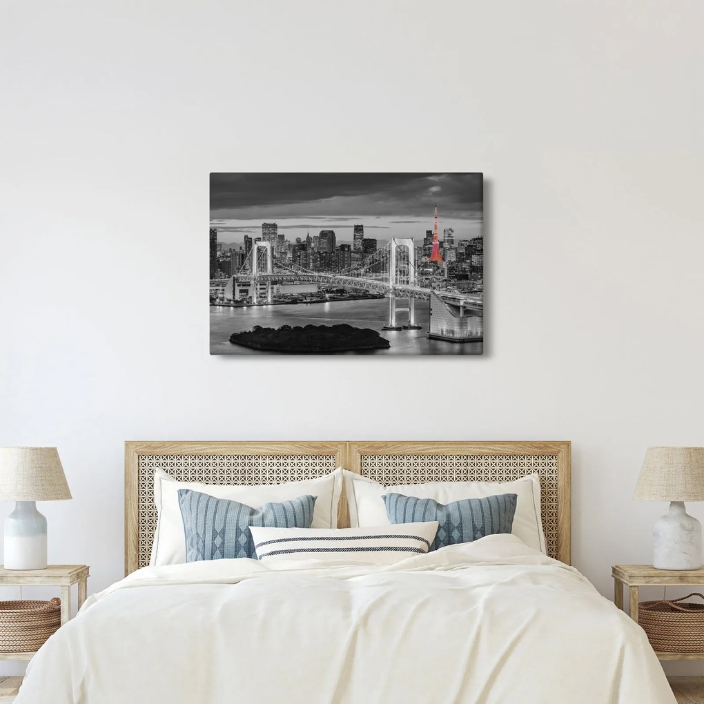 Kép - Nagyváros piros toronnyal (90x60 cm)