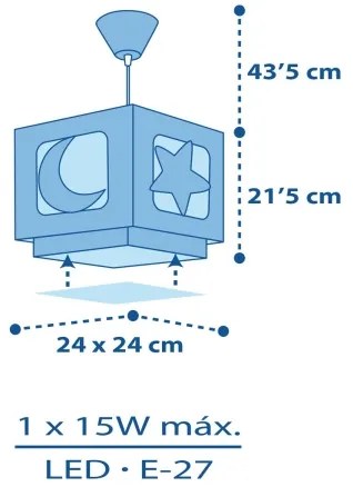 Dalber 63232T - Gyerek függeszték MOON LIGHT 1xE27/60W/230V