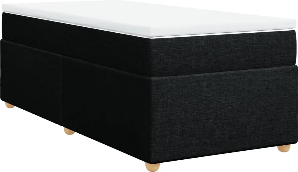 vidaXL fekete szövet rugós ágy matraccal 90x200 cm