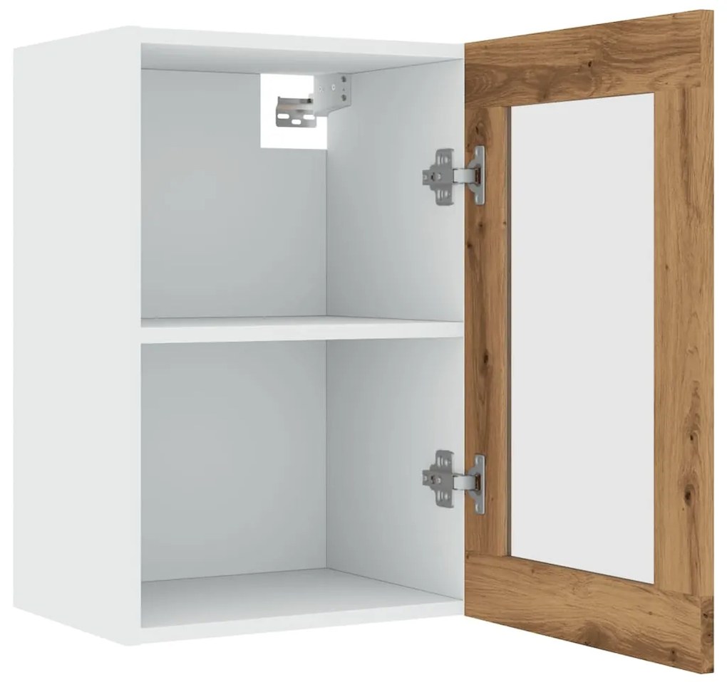 “Lyon” kézműves tölgy színű szerelt fa függő üvegszekrény