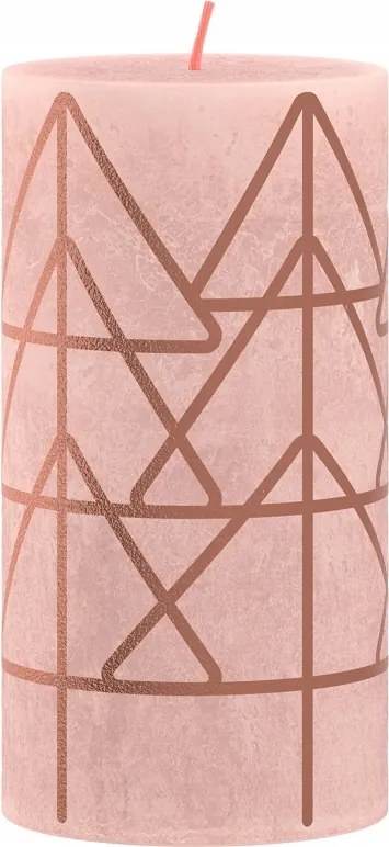 Hagyományos paraffin gyertya Bolsius 1 db Rusztikus karácsonyfa ködös rózsaszín
