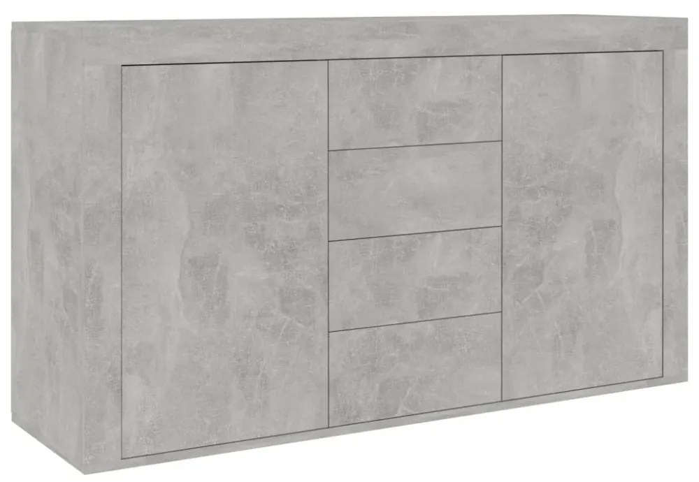 betonszürke szerelt fa tálalószekrény 120 x 36 x 69 cm