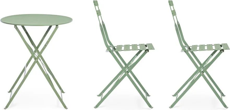 Zsályaszínű acél kétszemélyes kerti étkezőgarnitúra Austin – Bizzotto