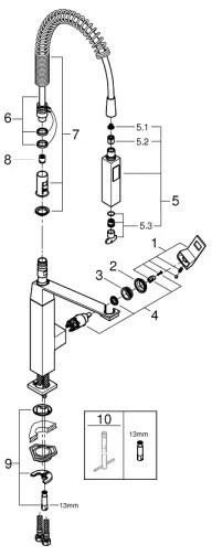 GROHE 31395000 - EUROCUBE 547 mm mosogató csaptelep, fényes króm