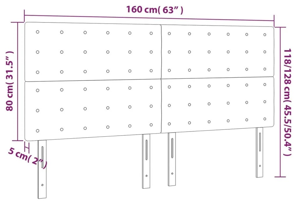 sötétzöld bársony LED-es fejtámla 160x5x118/128 cm