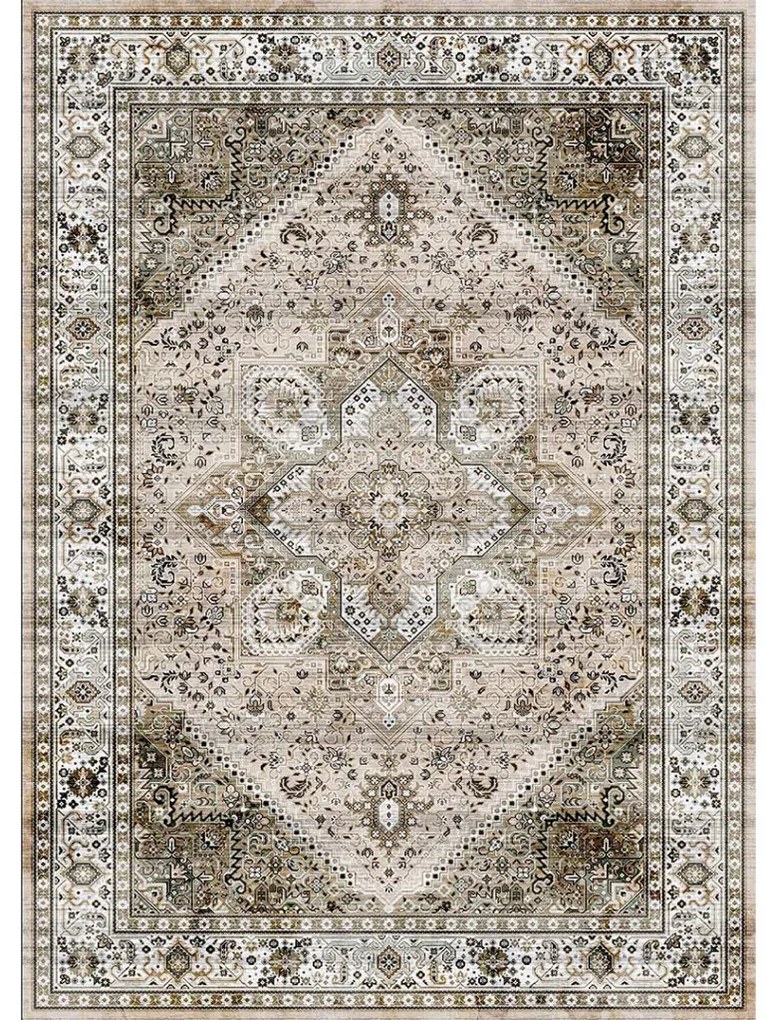 Carpetum bézs színű, barna mintás szőnyeg 135x195