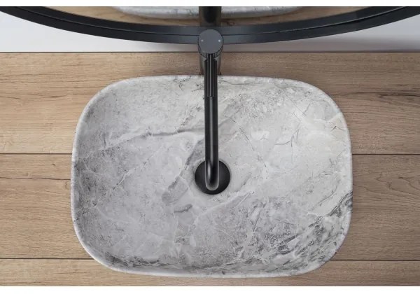 REA-U3800 - Ráültethető mosdó LIVIA 33,5x46,5 cm kerámia/szürke/kőhatású