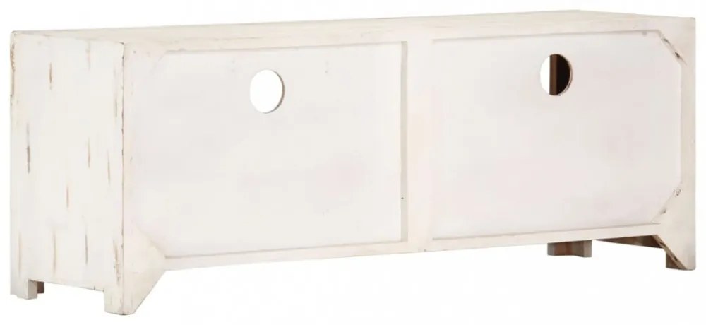 fehér tömör akácfa TV-szekrény 110 x 30 x 40 cm