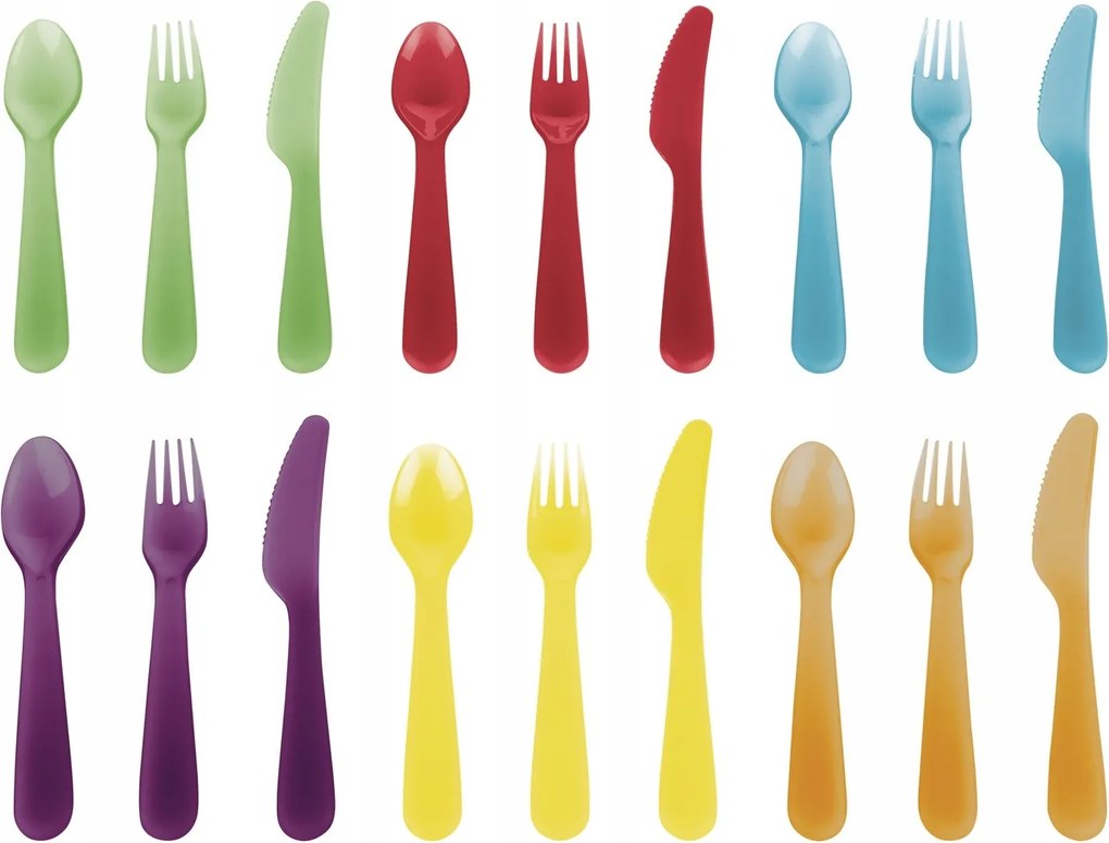 Színes műanyag evőeszközök Crivit 18 db-os szett