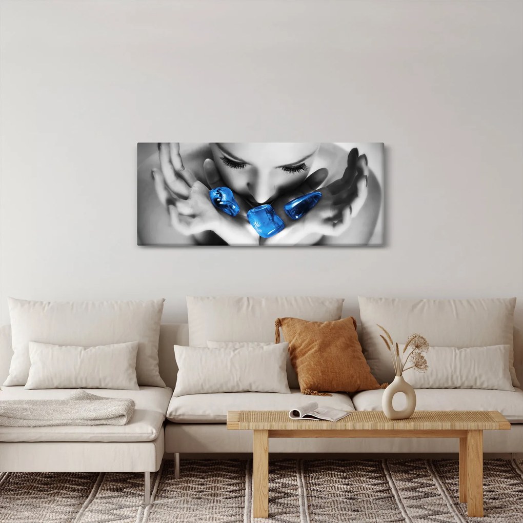 Egy nő portréja kövekkel (120x50 cm)