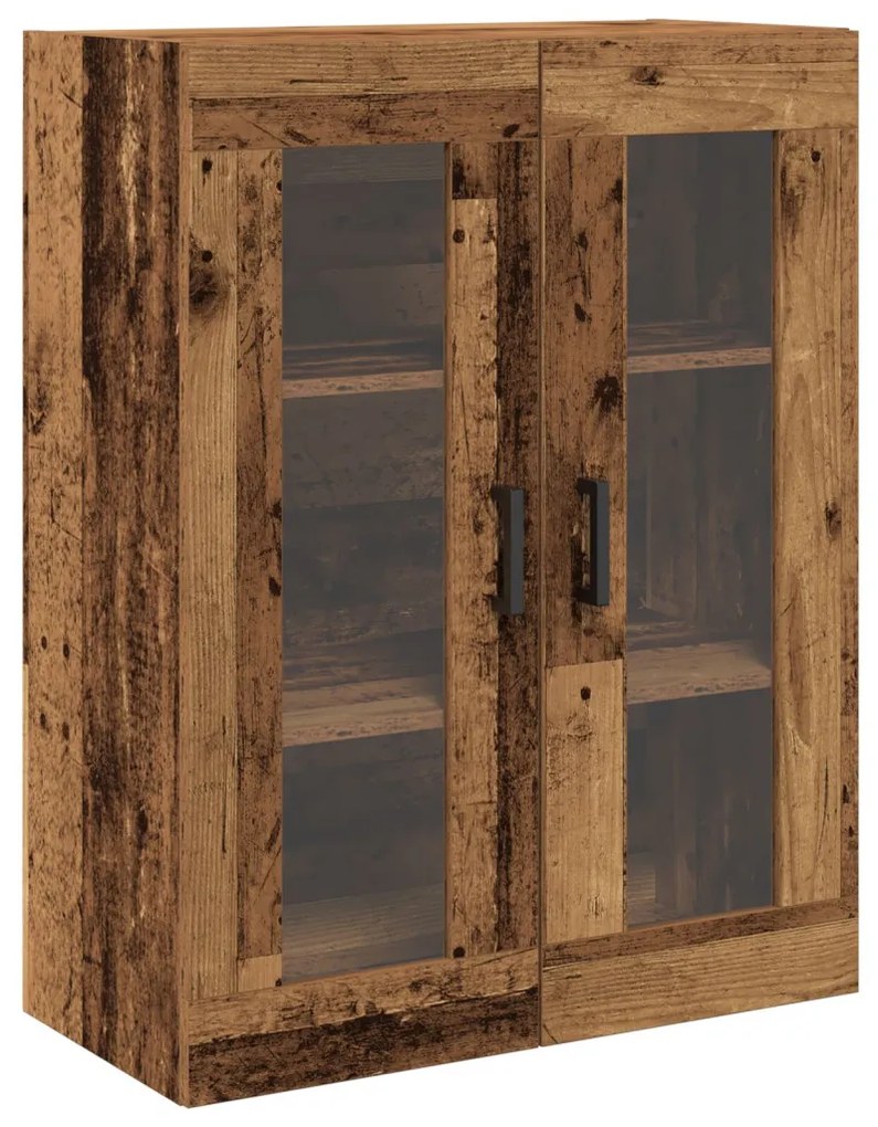 Falra Szerelhető Szekrény Üvegajtókkal - Régi Fa - 69.5x34x90 cm