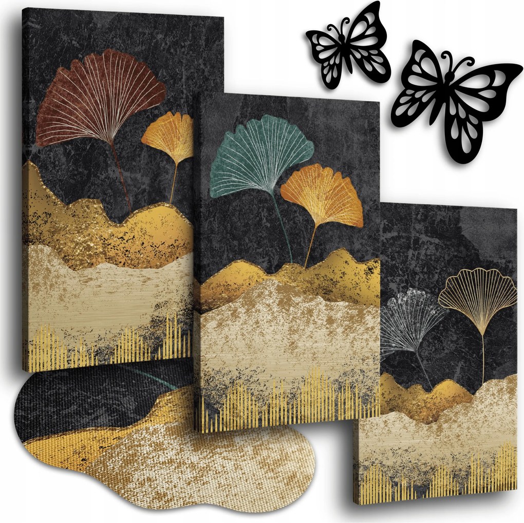 Vászonkép 120x50 cm Nappali Képek Modern Art Arany Absztrakt 3x