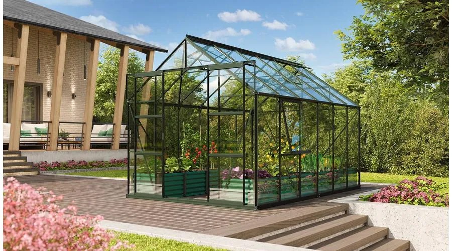 üvegház VITAVIA URANUS 9900 tiszta üveg 3 mm zöld színű LG1042