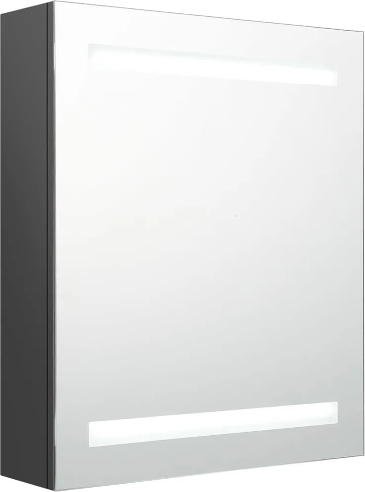 vidaXL szürke LED-es tükrös fürdőszobaszekrény 50 x 14 x 60 cm