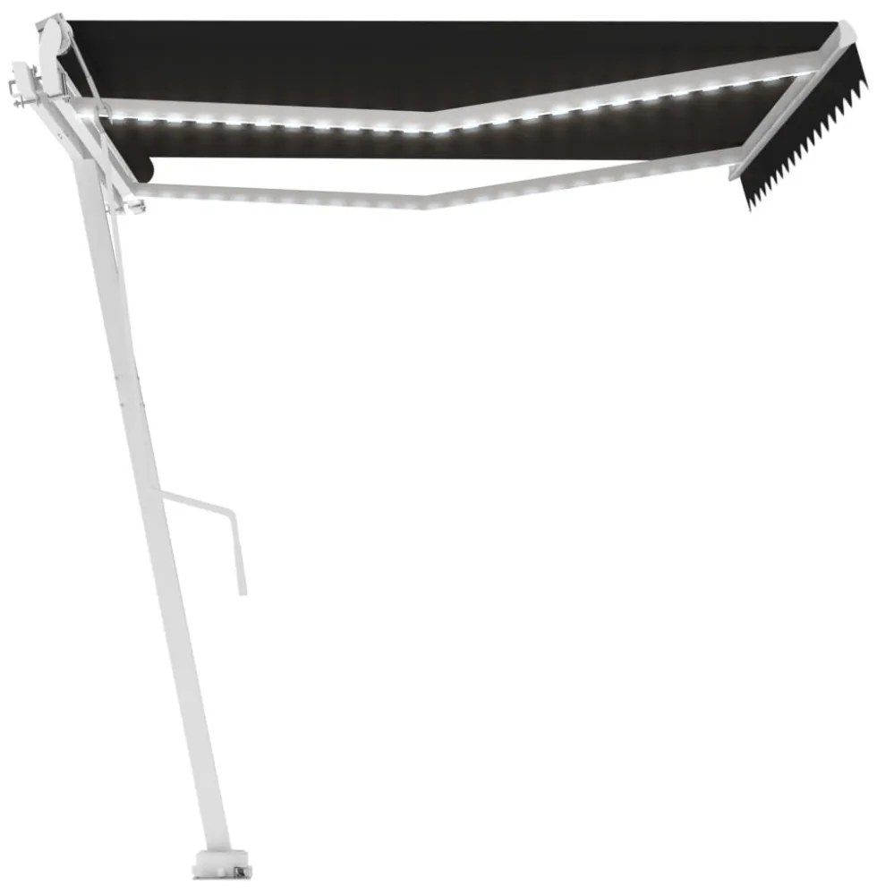 antracitszürke szélérzékelős és LED-es napellenző 450 x 300 cm