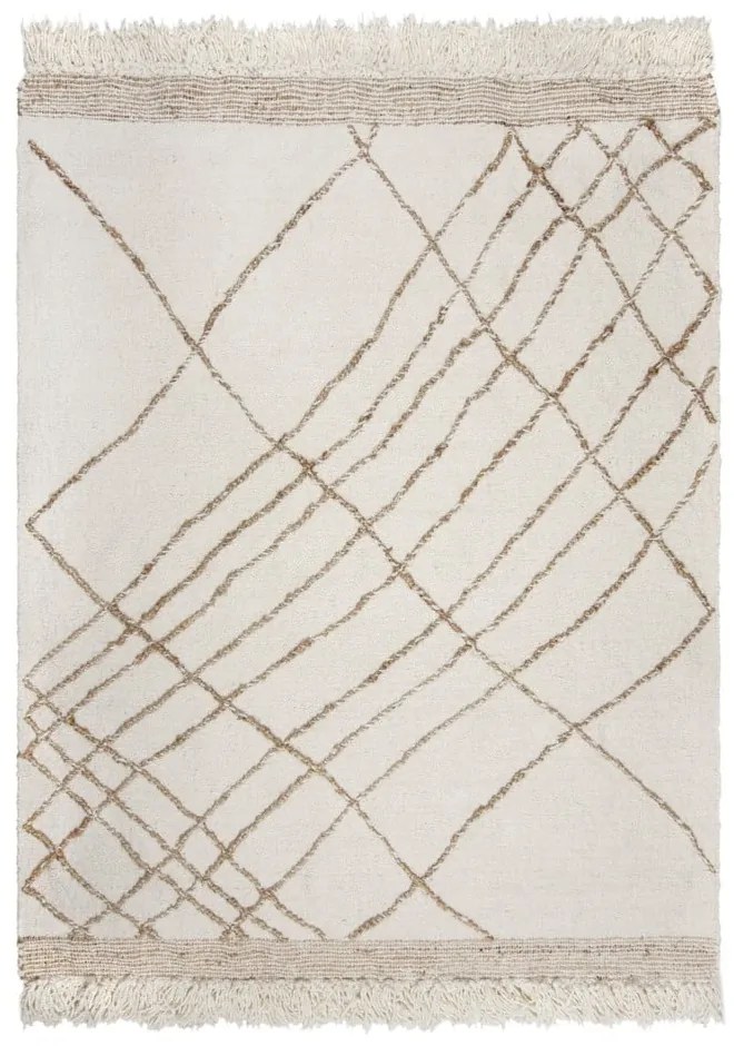 Krémszínű kézi szövésű gyapjúkeverék szőnyeg 160x230 cm Astera Linear – Flair Rugs