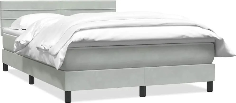 vidaXL világosszürke bársony rugós ágy matraccal 160x210 cm