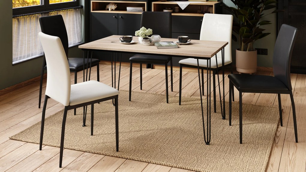 Mazzoni HAIRPIN S-120 Sonoma Tölgy - LOFT STÍLUSÚ ASZTAL KONYHÁBA/ÉTKEZŐBE/NAPPALIBA