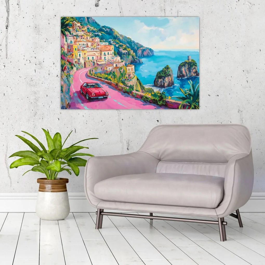 Kép - Rózsaszín part menti út (90x60 cm)