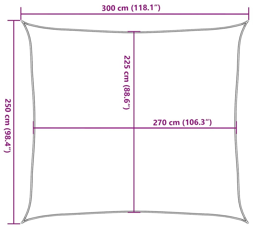 világoszöld HDPE napvitorla 160 g/m² 2,5 x 3 m