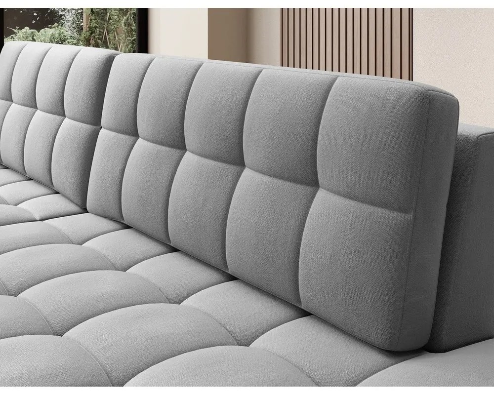 Szürke bársony kinyitható sarokkanapé (bal oldali-heverő résszel) Blezalt – ELTAP