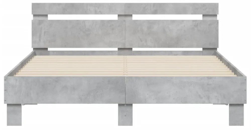 betonszürke szerelt fa ágykeret fejtámlával 140x200 cm