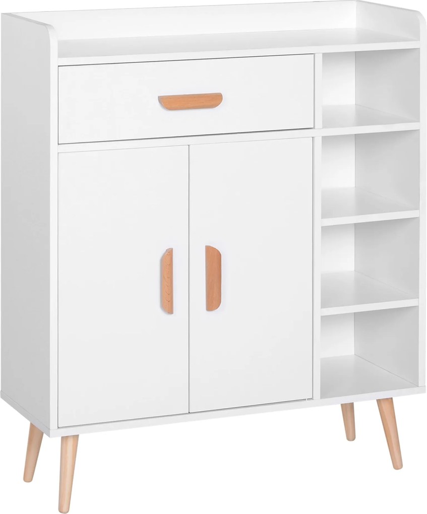 HOMCOM Oldalszekrény Buffet Szekrény Konzol Asztal Többfunkciós Bútor Étkezőbe, Nappaliba, Fürdőszobába, Előszobába 80x29,5x96 cm | Aosom