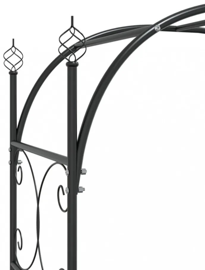 fekete acél kerti boltív kapuval 108 x 45 x 235 cm