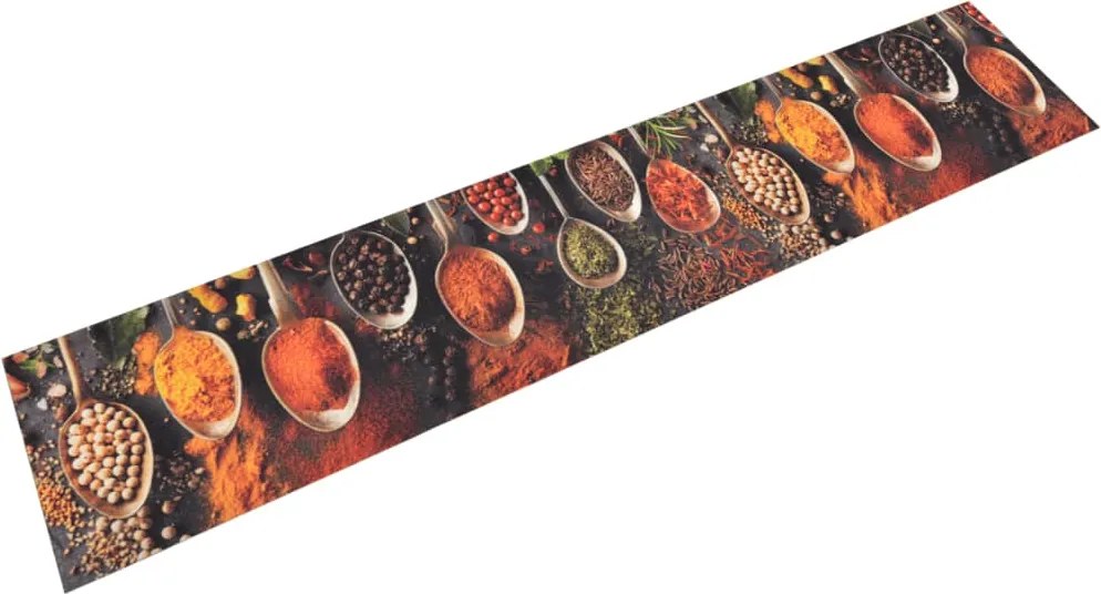vidaXL mosható kanál- és fűszermintás bársony konyhaszőnyeg 60x300 cm