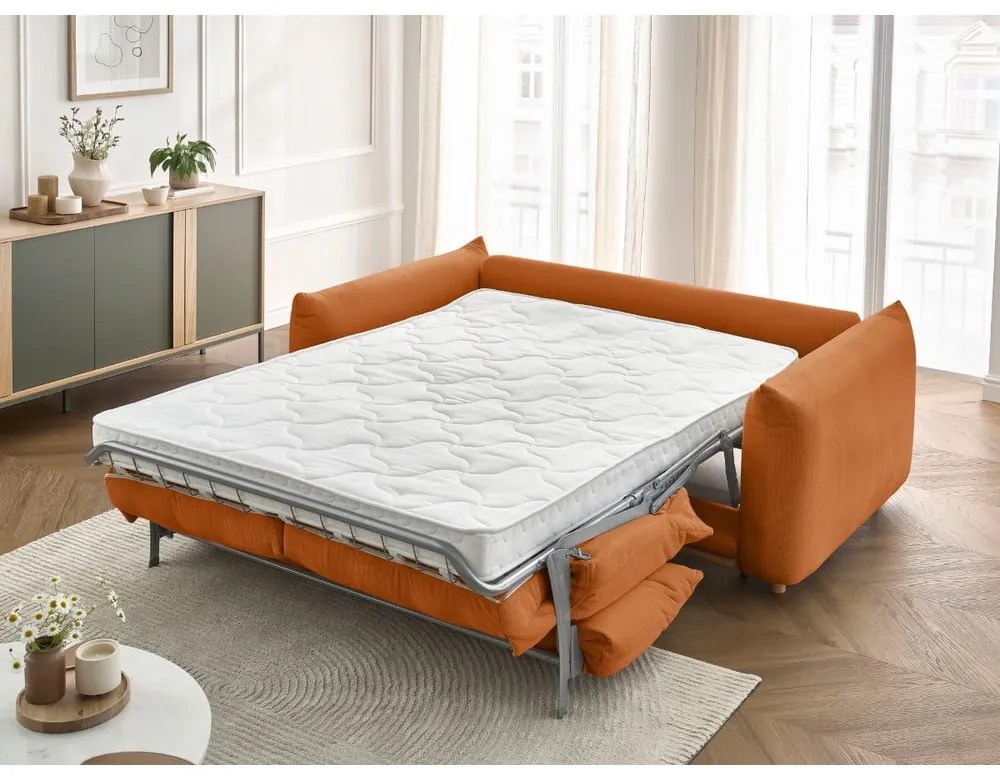 Narancssárga kinyitható kanapé 214 cm Ernest – Bobochic Paris