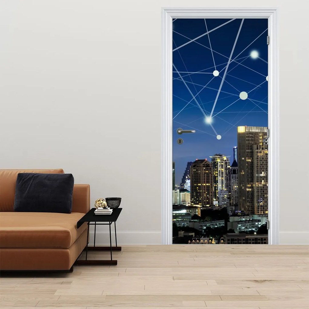Fotótapéta ajtóra - Város éjjel (95x205cm)