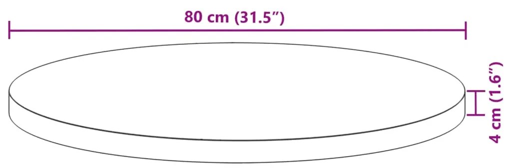 kerek tömör akácfa asztallap Ø80 x 4 cm