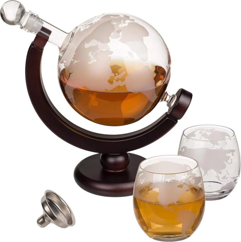 Földgömb alakú üveg whiskys pohár 850ml 2db pohár