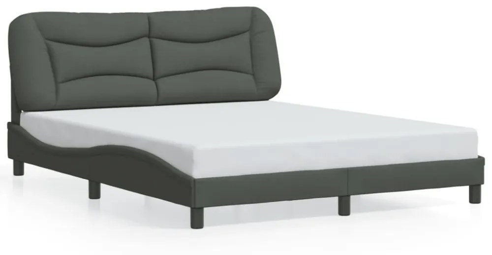 sötétszürke szövet ágykeret LED-es matrac nélkül 160 x 200 cm