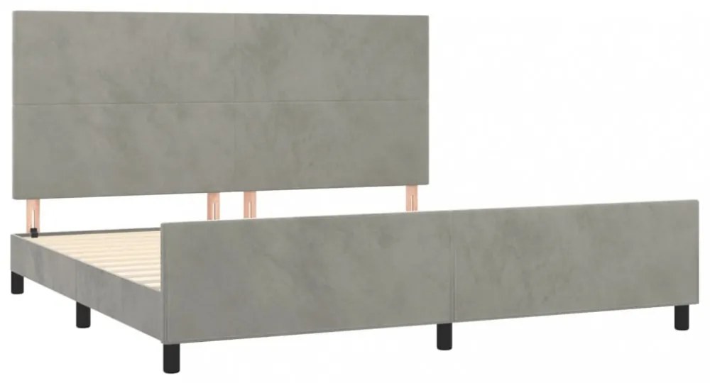 világosszürke bársony ágykeret matrac nélkül 200 x 200 cm