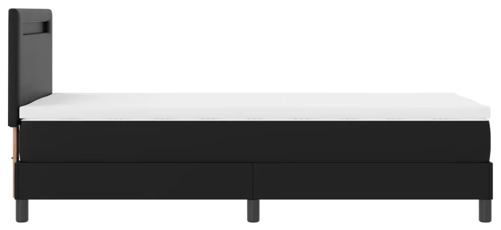 Boxspring ágy matraccal – fekete, 90x200 cm, műbőr