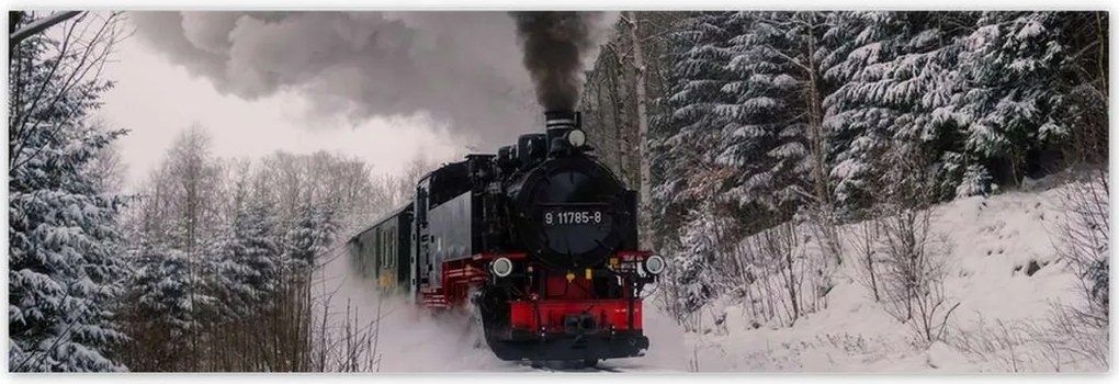 Fotótapéták 200x66 Mozdony téli tájkép