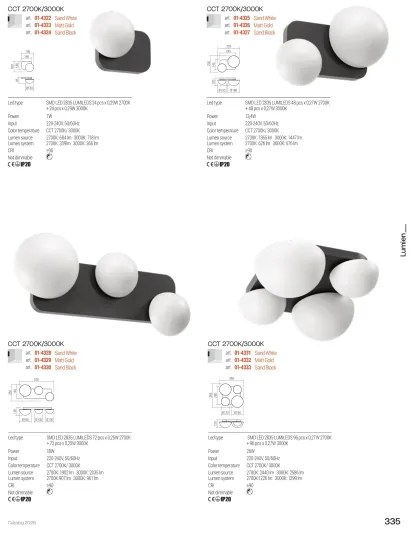 Redo 01-4330 - LED fali lámpa LUMIEN 3xLED/18W/230V 2700/3000K fekete