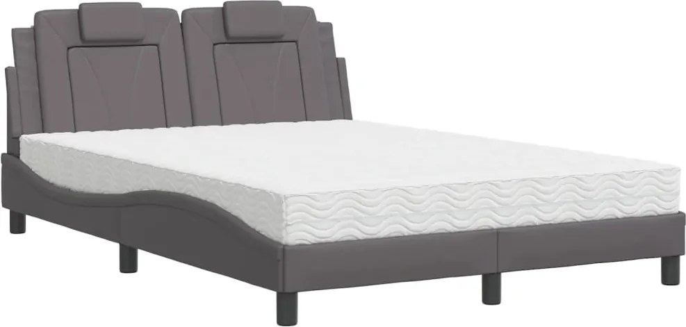 vidaXL szürke műbőr ágy Viana matraccal 140x190 cm