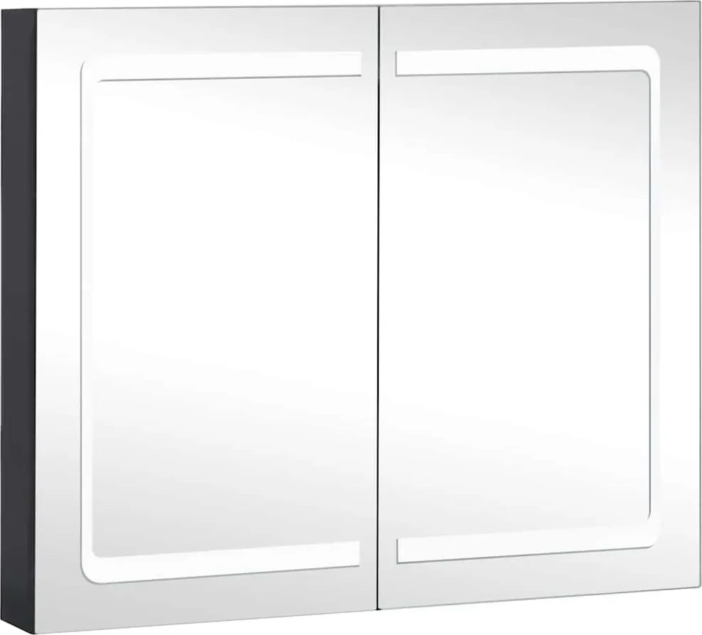 vidaXL tükrös fürdőszobaszekrény LED világítással 80 x 12,2 x 68 cm