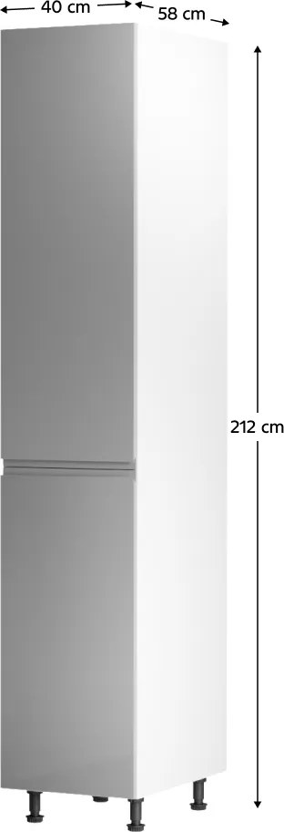 Élelmiszer szekrény, fehér/szürke extra magasfényű, balos, AURORA D40SP