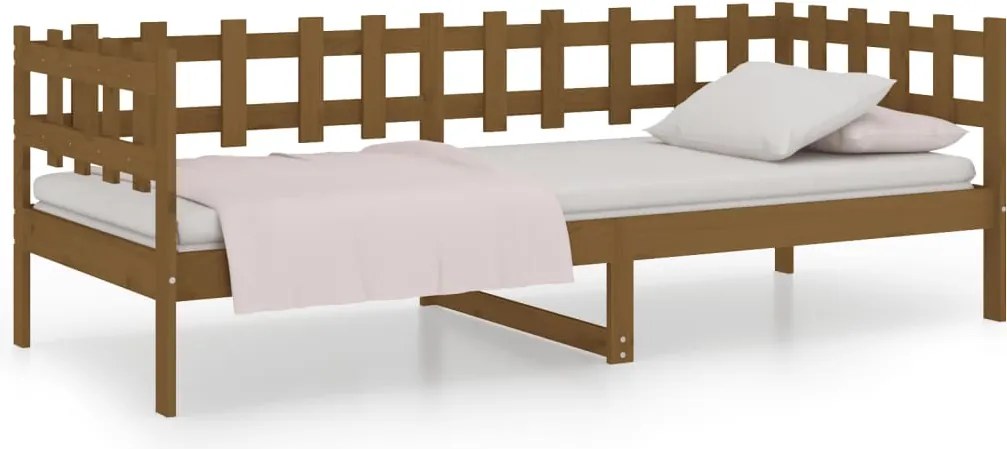 vidaXL mézbarna tömör fenyőfa kanapéágy 80 x 200 cm