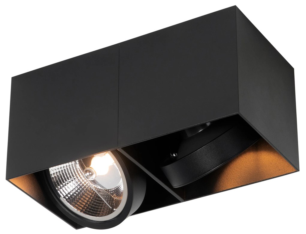 Design spot fekete téglalap alakú AR111 2-light - Doboz