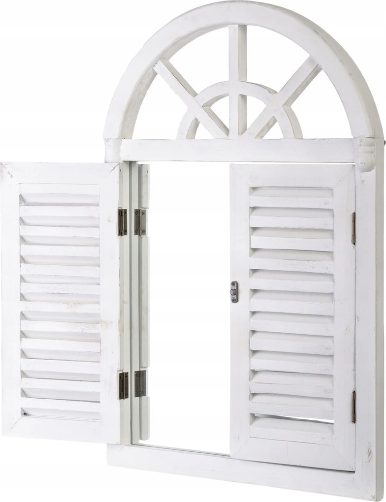 Tükör fehér fali redőny retro nyitható íves keret fa ablak