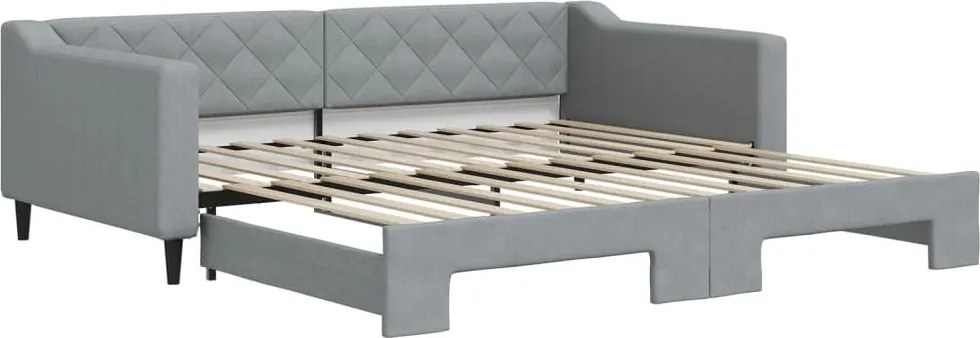 vidaXL világosszürke kihúzható szövet heverő 100 x 200 cm