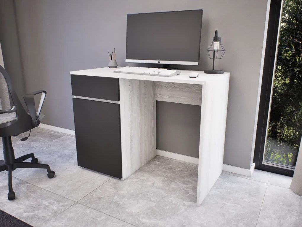 Modulo íróasztal (Hófehér kőris-Antracit) modern