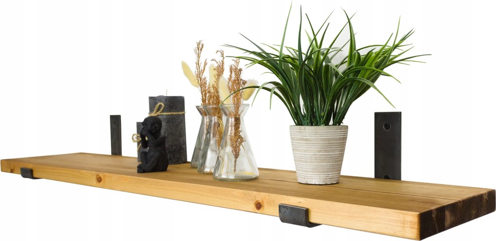 Loft fali akasztós polc tömör fából, konyhába, nappaliba 100cm x30cm