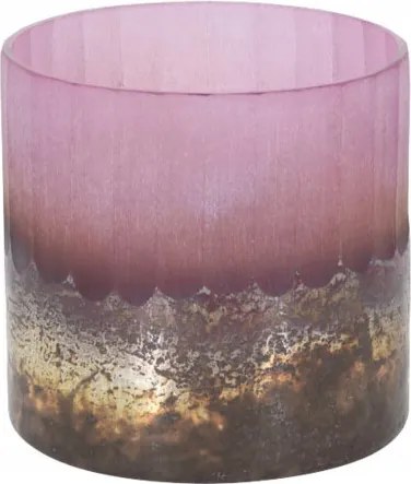 Arany gyertyatartó mécseshez, rózsaszín