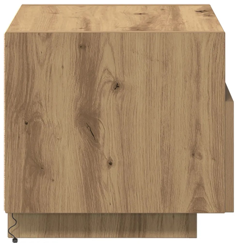 Éjjeli szekrények LED világítással 2 db Kézműves tölgy 40x39x37 cm